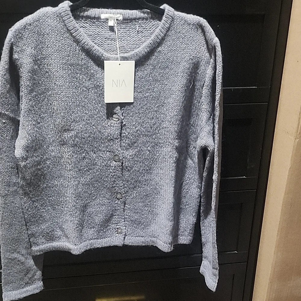 NIA Women's Gray Cardigan Sweater - Picture 1 of 4
